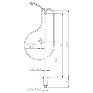 DUCHA ACERO INOX “TELÉFONO” Y GRIFO LAVAPÍES 00099 ASTRALPOOL